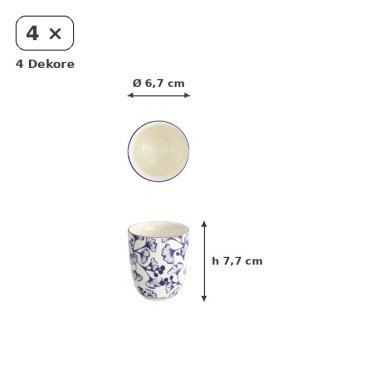 Tea Cup Set Flora Japonica, 4-piece, Porcelain, 170 ml, Item No. 16728