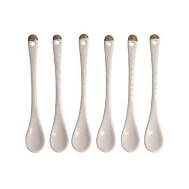 TDS, Spoons Set, Nippon White, 6-piece set, 12.8 cm, Item No. 16781