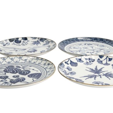 Teller-Set Flora Japonica Blau/Weiß in Geschenkbox, 4-tlg., Porzellan, Ø 20,6 cm, Art.-Nr. 16852