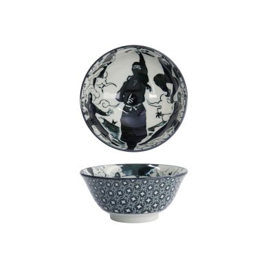 Rice Bowl Asakusa Ninja White, Red, Black, Porcelain, &Oslash; 14.8 cm, 550 ml