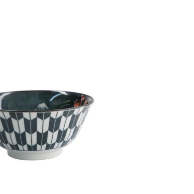 Rice Bowl Asakusa Kabuki White, Red, Black, Porcelain, Ø 14.8 cm, 550 ml, Item No. 16856