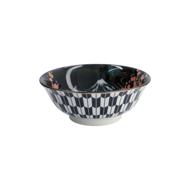 Ramen Bowl Asakusa Kabuki White, Red, Black, Porcelain, Ø 20.5 cm, 1.25 L, Item No. 16859