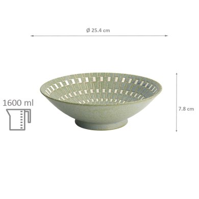 TDS, Nudel Schale, Mixed Bowls Ohachi, Grün, Ø 25,4 x7,8 cm 1600ml - Art Nr. 16866