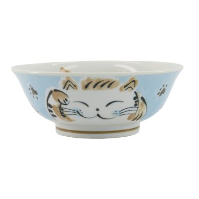 Rice Bowl Fuku Cat Neko Kawaii Blue, Porcelain, 1 l, Item No. 16903