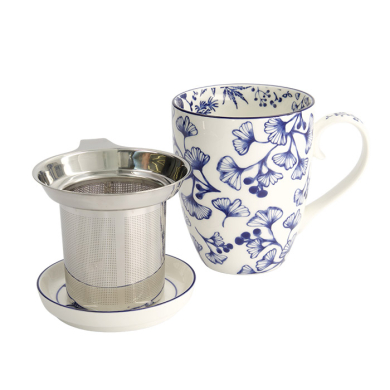 TDS, Tassen-Geschenkset, Flora Japonica, Ginkgo, mit Teesieb und Teespitze, 380 ml - Art Nr: 16976