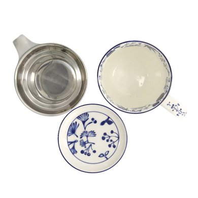 TDS, Tassen-Geschenkset, Flora Japonica, Ginkgo, mit Teesieb und Teespitze, 380 ml - Art Nr: 16976