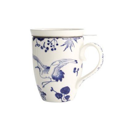 Tasse Flora Japonica Crane Blau in Geschenkbox, Porzellan, 380 ml, Art.-Nr. 16978