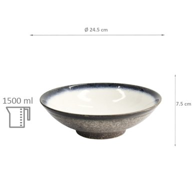 TDS, Soba Bowl, Tajimi, Ø 24.5 x 7.5 cm, Item No. 17542
