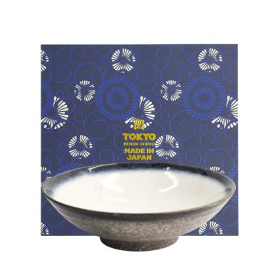 Soba-Schale in Geschenkbox Tajimi Grau/Wei&szlig;, Keramik, 1,5 l