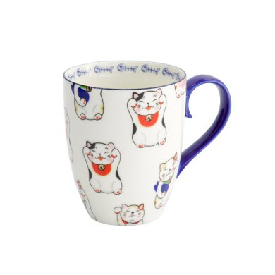 Mug Kawaii Lucky Cat Classic White in a gift box, Porcelain, 380 ml, Item No. 17619