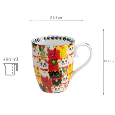 Mug Kawaii Multi Cat Multicolour in a gift box, Porcelain, 380 ml, Item No. 17742