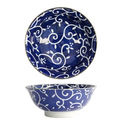 Ramen Bowl Tokyo Blue Mixed Bowls Karakusa, Porcelain, 1.3 L