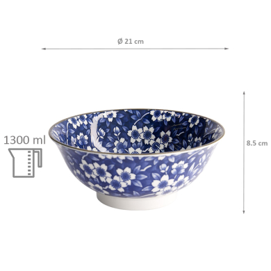 TDS, Ramen Bowl, Tokyo Blue, Mixed Bowls, Sakura, Ø 21 x 8.5 cm 1300 ml - Item No. 17755