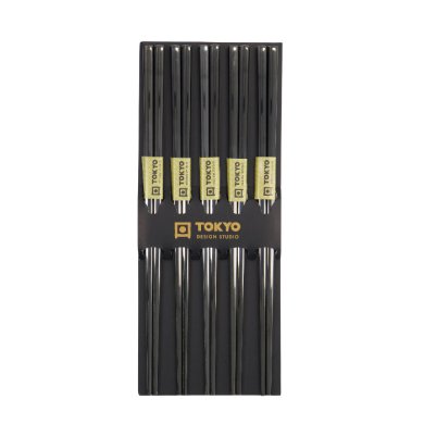 Edelstahl Schwarz 5 Paar Essstäbchen bei Tokyo Design Studio