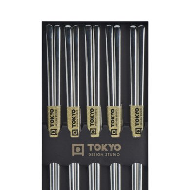 TDS, Chopstick Set, Stainless Steel, 5 pair, 22,5 cm, Item No. 17929