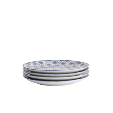 Plate Set Nippon Blue Blue, White, 4pcs, Porcelain, Ø 16 cm, Item No. 17958