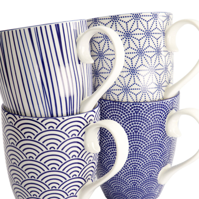 TDS, Mug Set, 4-piece set, Giftset, Nippon Blue, Ø 8.5 x 10.2 cm 380 ml, Item No. 17989