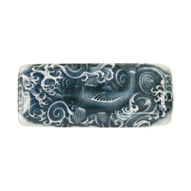 Servierplatte Japonism Carp Grau/Weiß, Porzellan, 28,5 × 14 × 2,5 cm, Art.-Nr. 18746