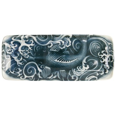 TDS, Teller, Japonism, Carp, Dunkelgrau, 28.5x14x2.5cm - Art Nr: 18746