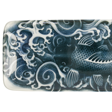 TDS, Teller, Japonism, Carp, Dunkelgrau, 28.5x14x2.5cm - Art Nr: 18746