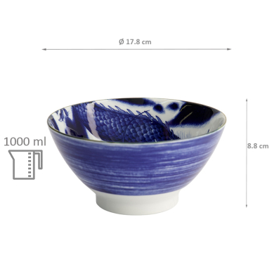 TDS, Japonism Bowl, Dragon, Blue, Ø 18 x 9 cm - Item No: 18762