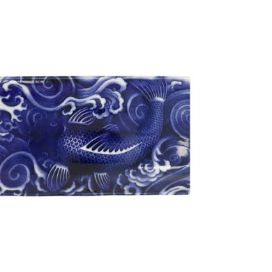 Serving Platter Japonism Carp Blue, White, Porcelain, 28.5 × 14 × 2.5 cm, Item No. 18767