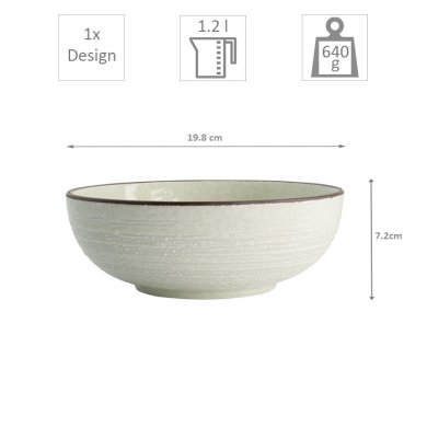 TDS, Bowl, Hime Kobiki, 1200ml, Ø 19.8x7.2cm, Item No. 18855