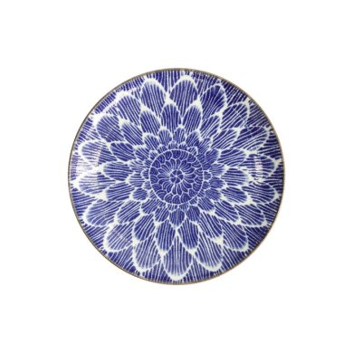Plate Ohuke Dahlia Blue, White, Porcelain, Ø 21.5 cm, Item No. 18888