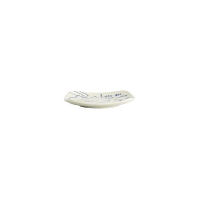 Square Plate Neko Maruke White, Blue, Porcelain, 12.5 × 12.5 × 1.8 cm, Item No. 18975