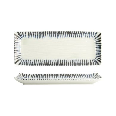 Sushi-Platte Shin Tokusa Blau/Wei&szlig;, Porzellan, 27,7 &times; 11,1 &times; 2,8 cm