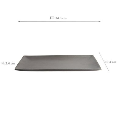 TDS, Rectangular Plate, Yuzu Black, 34.3x19.4x2.4cm, Item No. 20389