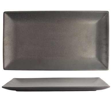 TDS, Rectangular Plate, Yuzu Black, 34.3x19.4x2.4cm, Item No. 20389