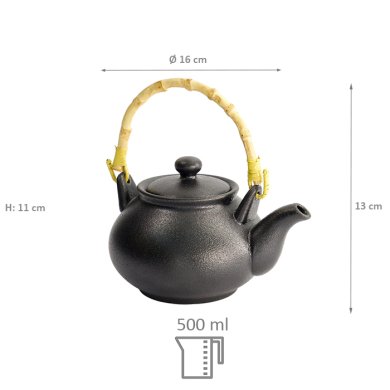 TDS, Tea Pot, Yuzu Black, Ø 16x13x11cm 500ml, Item No. 20393
