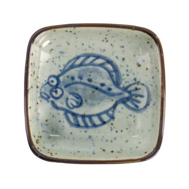 TDS, Soy Sauce Bowl, Flounder, Blue, 9 x 1.6 cm - Item No. 20611