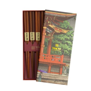 Giftbox Plain Brown Chopstick Set at Tokyo Design Studio