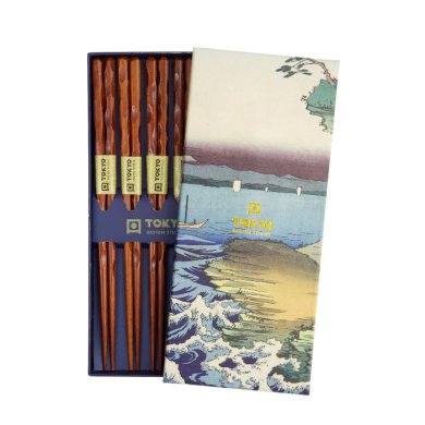Geschenkbox Twist Braun 5 Paar Essstäbchen bei Tokyo Design Studio