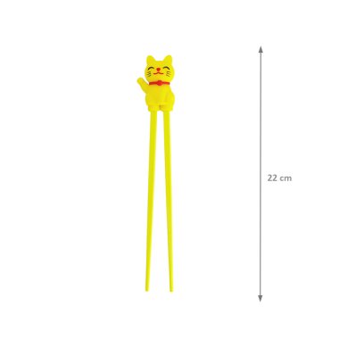 Children's Chopsticks Lucky Cat Yellow, Melamine, 22 cm, Item No. 20726