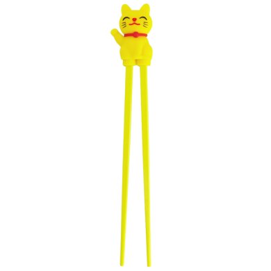 Children's Chopsticks Lucky Cat Yellow, Melamine, 22 cm, Item No. 20726