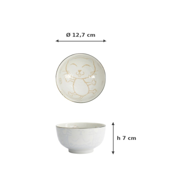 Tayo Bowl Kawaii Cat Neko Blue, Porcelain, 300 ml, Item No. 2094