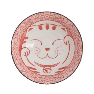 TDS, Ramen-Schale, Kawaii Lucky Cat, Rot, Ø 19.7x7cm 1000ml - Art Nr: 20953