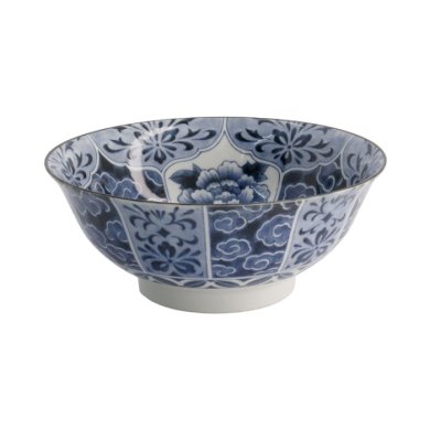 TDS, Ramen Bowl, Mixed Bowls, Unmo-Botan, Ø 21 x 8.7 cm, 1300 ml, Blue - Item No. 20961
