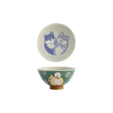 Rice Bowl Kawaii Shiba-Dog Green, Porcelain, 350 ml