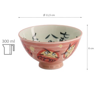TDS, Rice Bowl, Kawaii Daruma, Pink, Ø 11.5x6 cm, 300ml - Item no. 21007