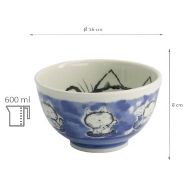 TDS, Reis-Schale, Kawaii Cat, Blau, Ø 16x8 cm, 600ml - Art Nr: 21027