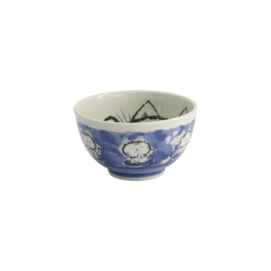 Rice Bowl Kawaii Cat Blue, Porcelain, 600 ml, Item No. 21027