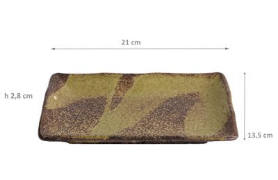 TDS, Large Angled Plate, Chakogashi Brown, 21x13.5x2.8 cm, Item No. 21044