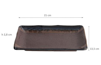 TDS, Groß Eckige Platte, Masiko Kinyo Schwarz Ø 21x13.5x2.8cm , Art.-Nr. 21046