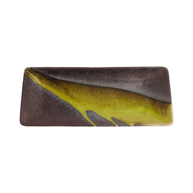 Serving Platter Yuzucha Nagashi Black, Gold, Porcelain, 28.5 × 12.5 × 2.5 cm, Item No. 21059