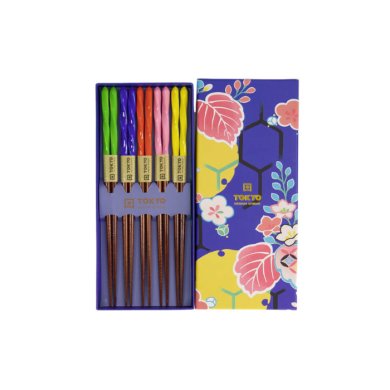 TDS, 5 Paar Essstäbchen, Blaue Blätter, Art.-Nr. 21296