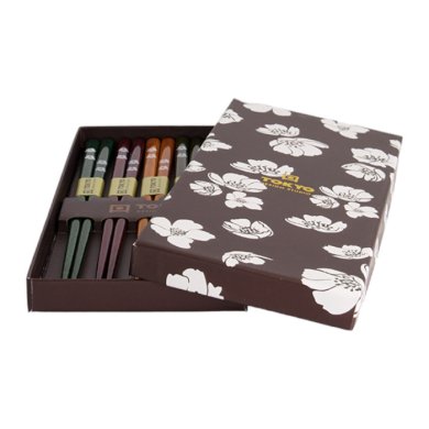 TDS, 5 Paar Essstäbchen, Schwarze weiße Blume, Art.-Nr. 21298